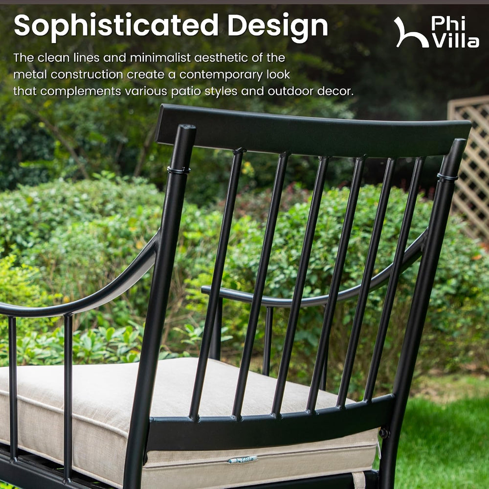 PHI VILLA 7 Piece Patio Dining Set, Rectangular Metal Table