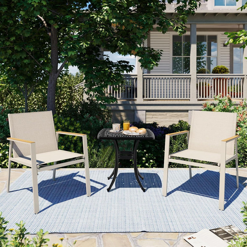 Outdoor 21" Cast Aluminum Square Side Table Set of 2 End Table for Patio...