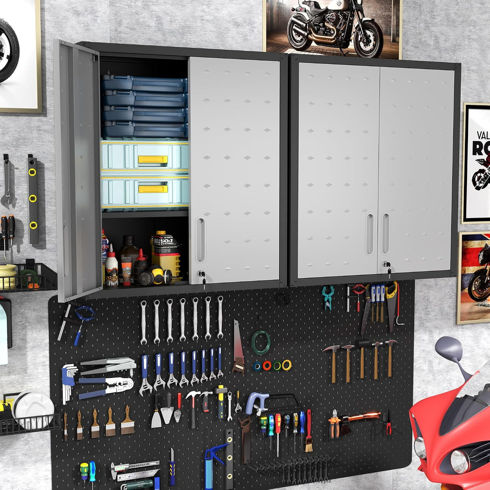 Wall Mounted Metal Storage Cabinet, Garage Hanging Tool Cabinet