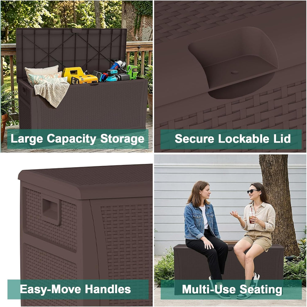 EHHLY 100 Gallon Outdoor Storage Box, Lockable Waterproof Package Delivery Bo...
