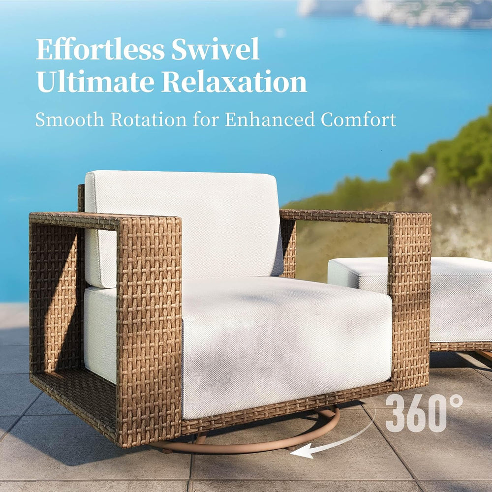 SUNSHINE VALLEY 6-Seat Patio Furniture Set with Swivel Chairs & Firepit