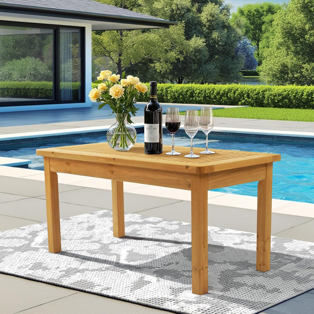 VINGLI Outdoor Wood Coffee Table, 35" Farmhouse Side Table for Patio, So...