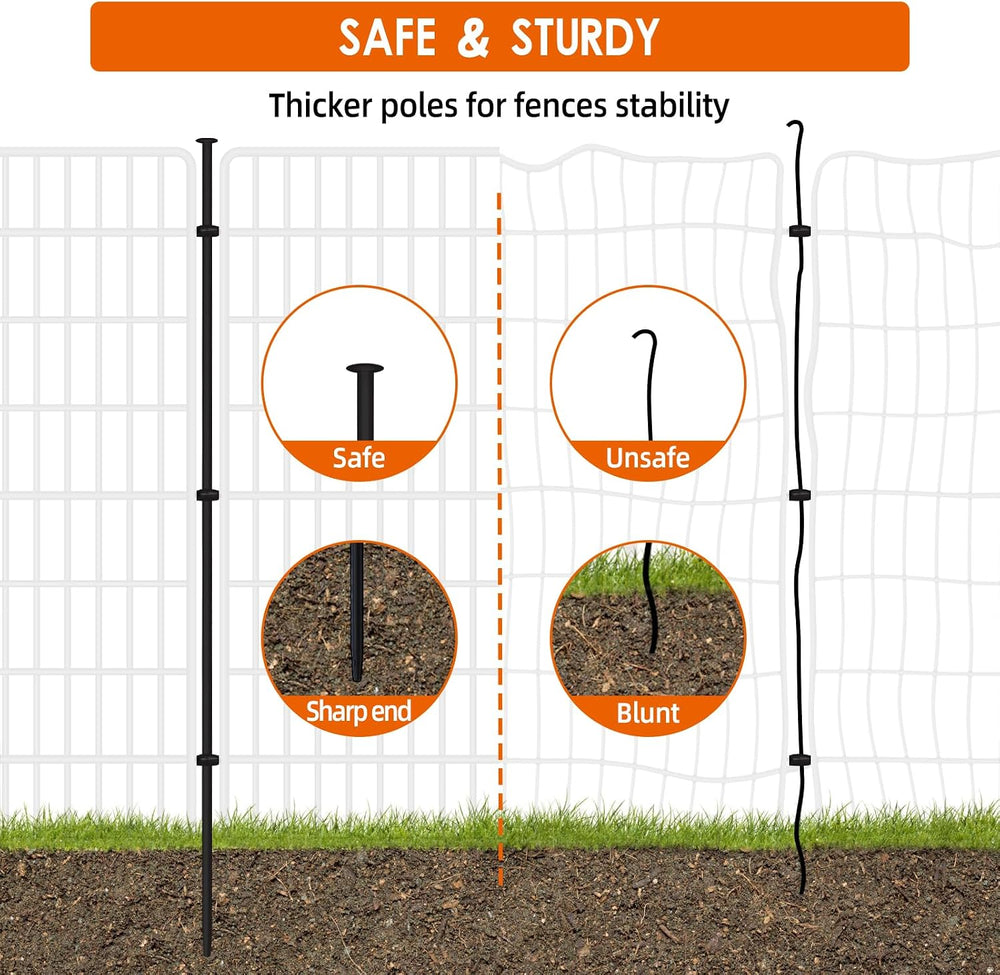 10 Panels No Dig Fence with Gate, 32 in(H) X 24 ft(L) Garden Decorative Fence...