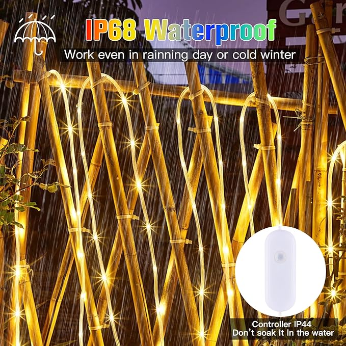 99Ft LED Rope Lights Outdoor, 18 Colors Changing Fairy String Light Plug in w...