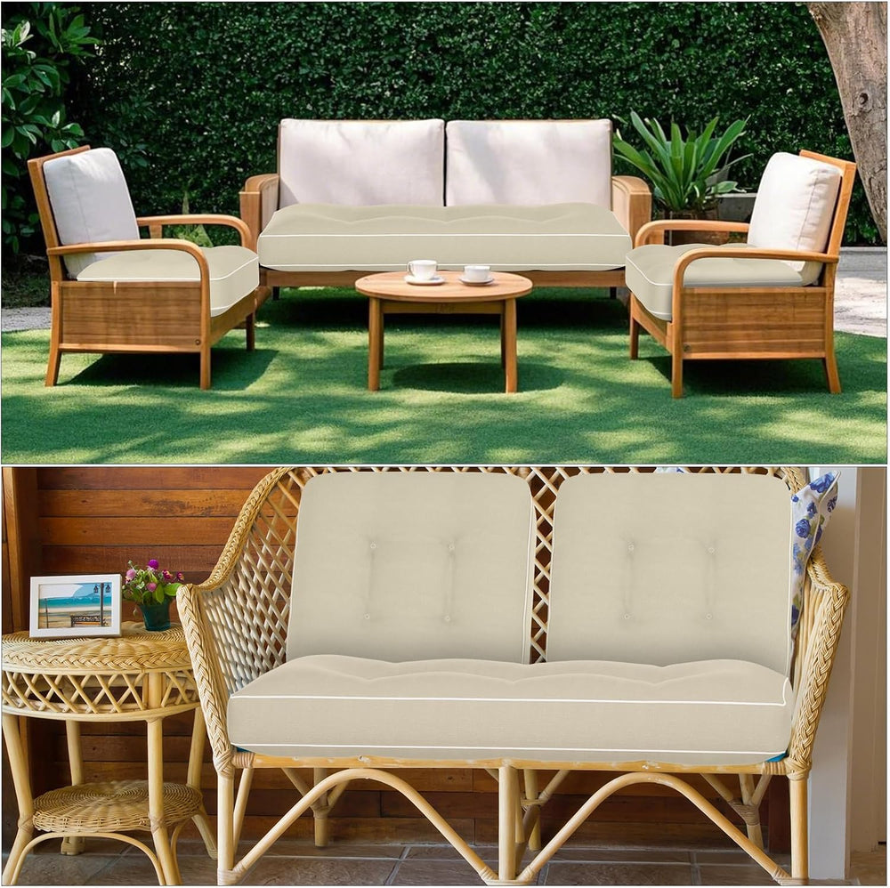 Wenqik 44 x 19 x 4 Inch Outdoor Bench Cushion Set of 3 Waterproof Tufted 1 Pa...