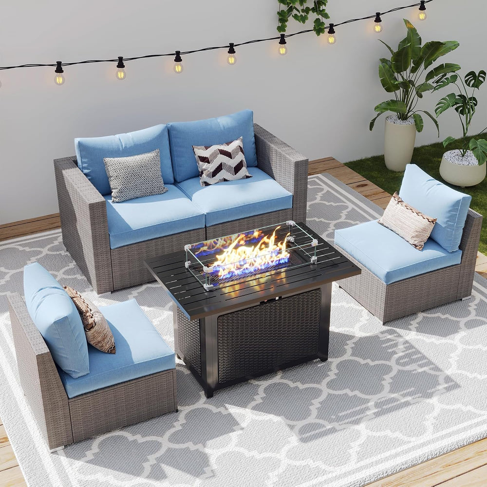 Wisteria Lane Patio Furniture Set, 2 Pieces Armless Wicker Outdoor Furniture ...