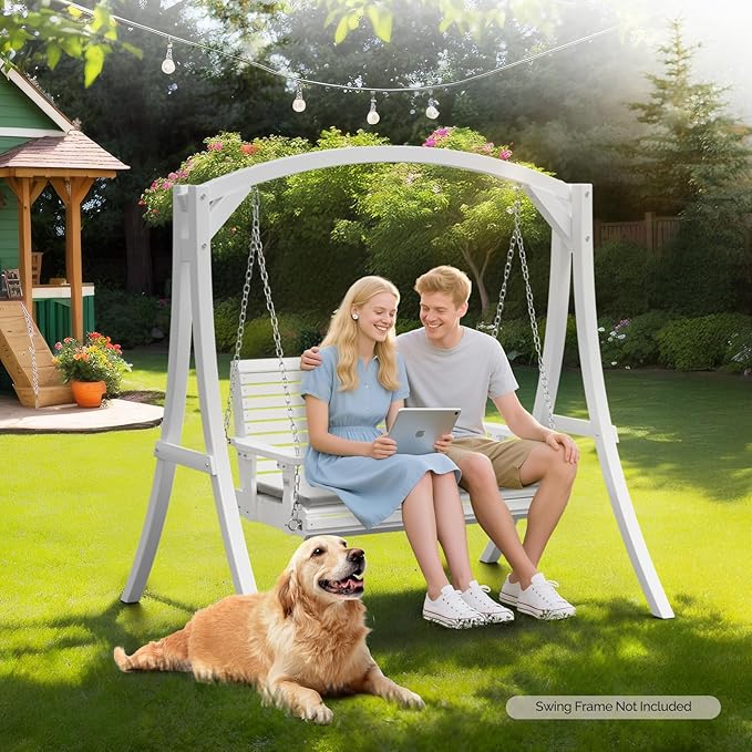 VINGLI Outdoor 4 FT Porch Swing, Heavy Duty 880 LBS Wooden Patio Swings with ...