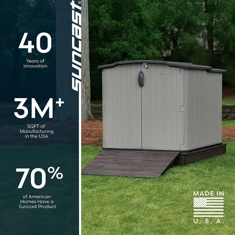 Suncast Horizontal Storage Shed, 98 Cu Ft, Resin, Glidetop, Sliding Lid