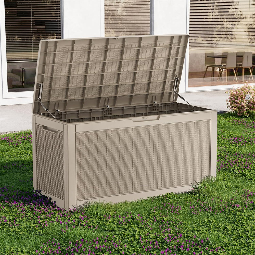 EasyUp 120 Gal Deck Box Waterproof Outdoor Storage Box Gray