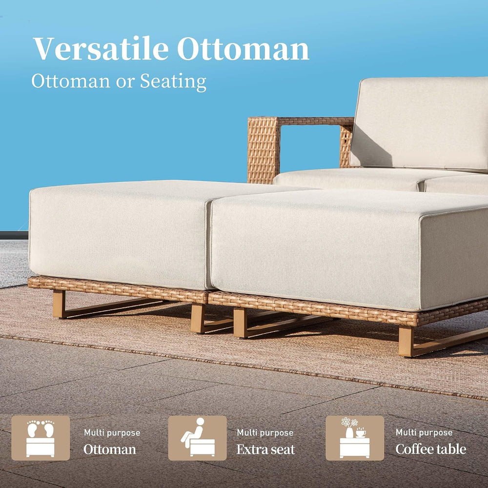 SUNSHINE VALLEY 6-Seat Patio Furniture Set with Swivel Chairs & Firepit