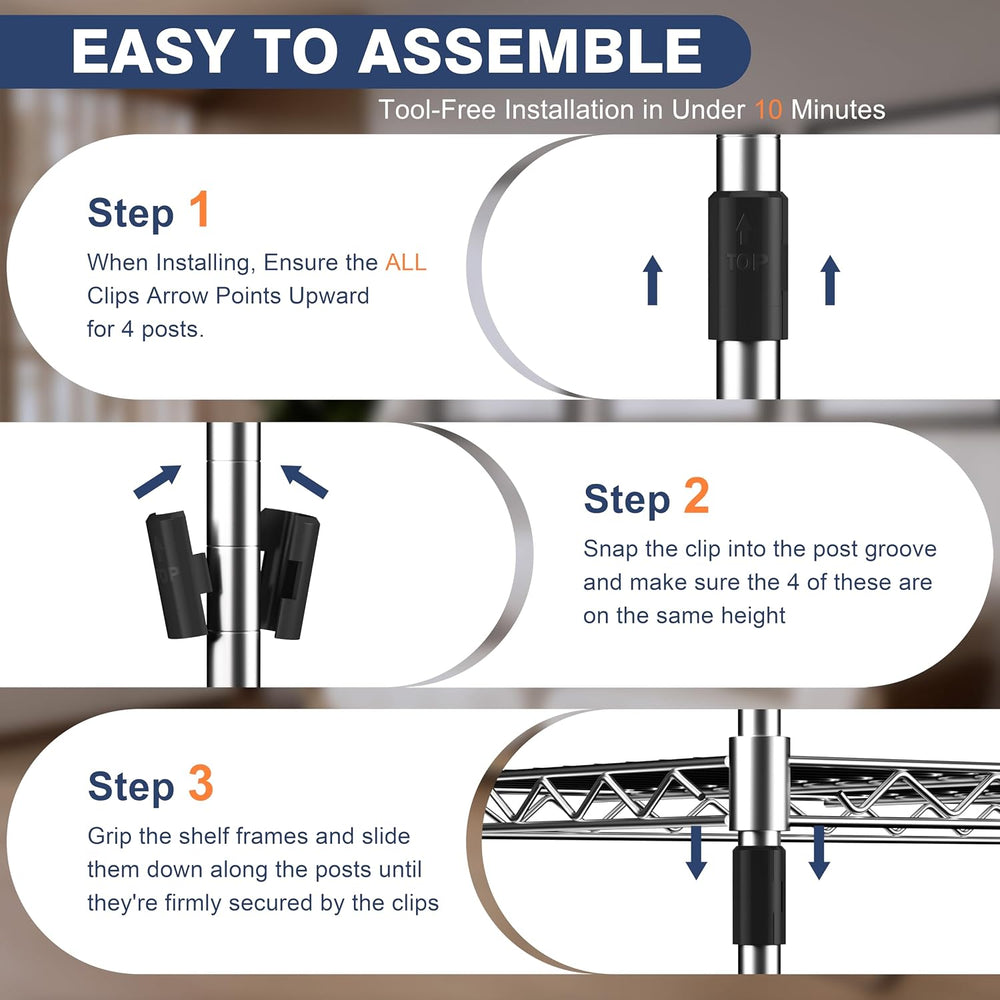 2-Tier Heavy Duty Metal Shelving Unit,Wire Shelf Rack with Lockable Wheels