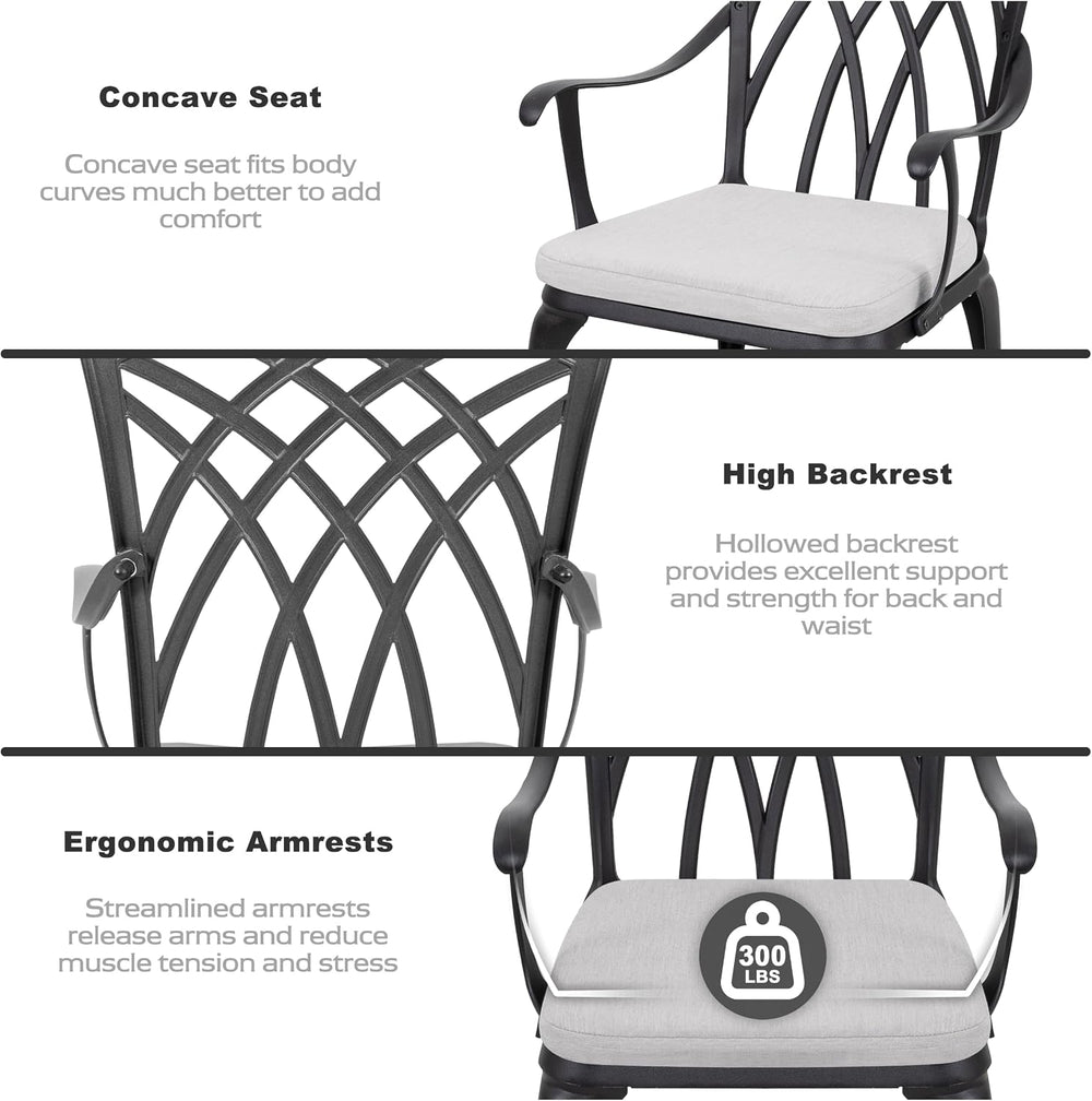 NUU GARDEN Outddor 3 Piece Bistro Set, Cast Aluminum Patio Furniture with Umb...