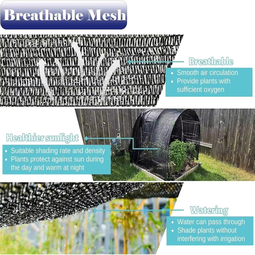 90% Shade Cloth for Garden 10x20 FT, Black Sun Shade Mesh Fabric