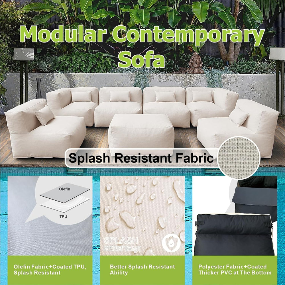 Dineli ANNYH Patio Garden Sectional Conversation Set Outdoor Modular Sofa