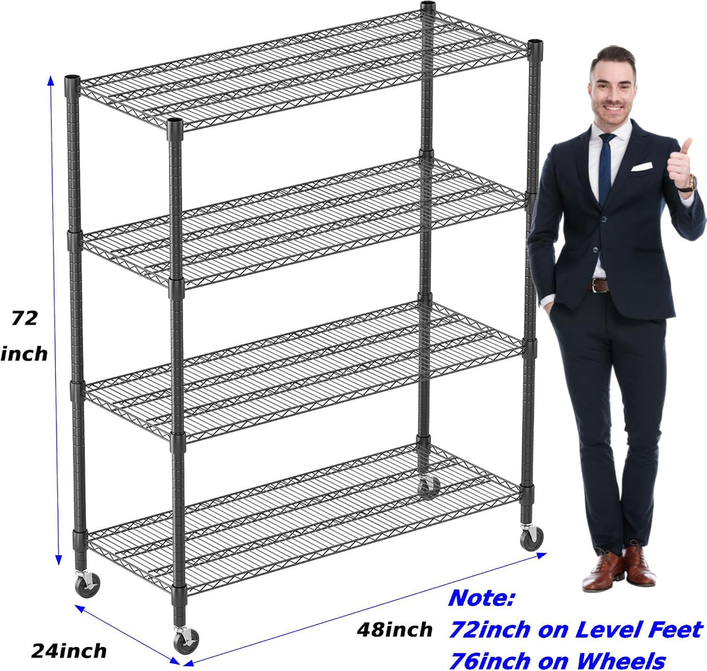 Homdox Heavy Duty Metal Shelves for Storage, 4 Tier Storage Racks and Shelvin...