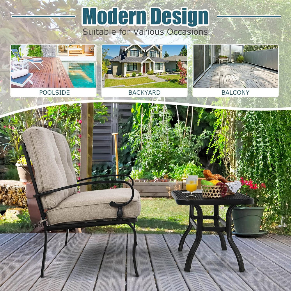 Tangkula Patio Loveseat with Table Set, 2 Seat Cushioned Sofa with Coffee Tab...
