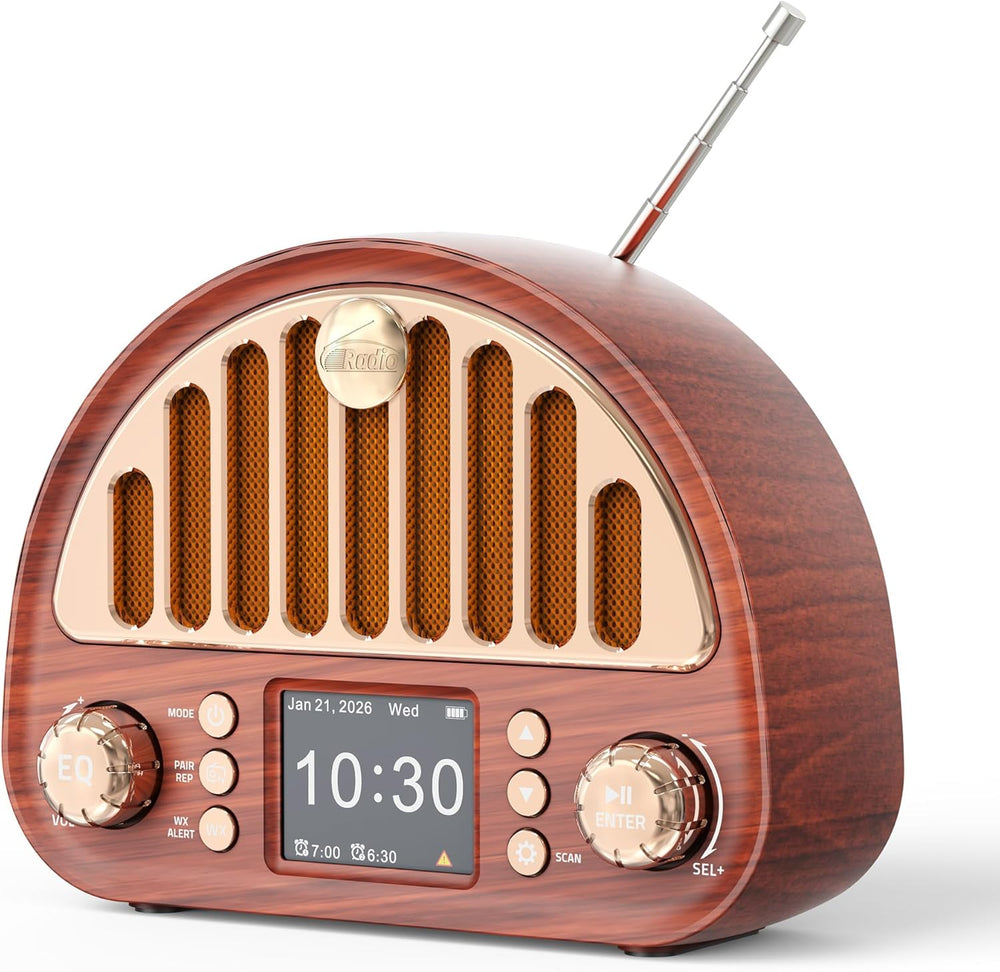 Retro FM Radio with Bluetooth Speaker & NOAA Weather Alert