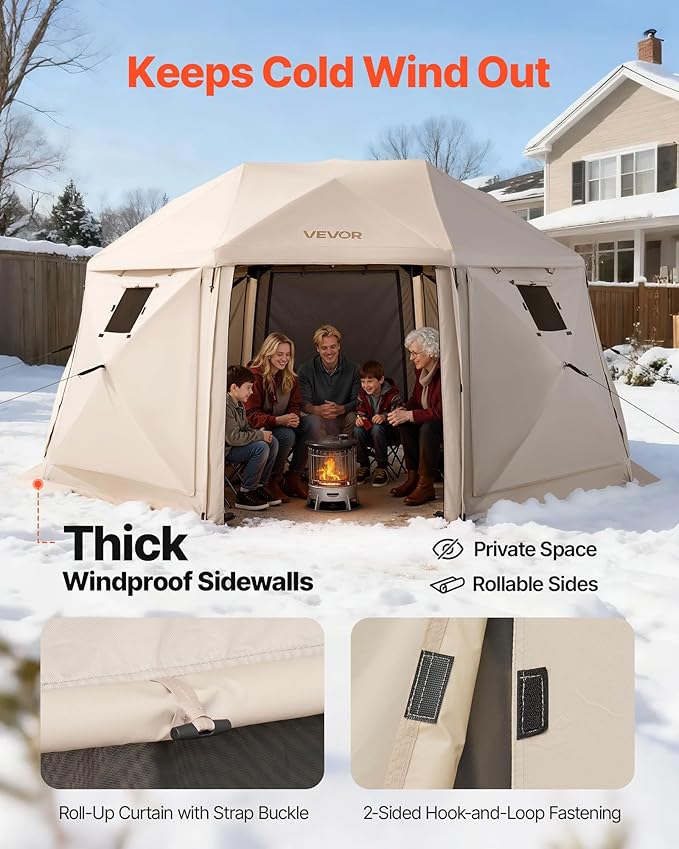 VEVOR Pop up Gazebo Screen Tent, 12 x 12 ft, 13-Sided Spherical Camping Canop...