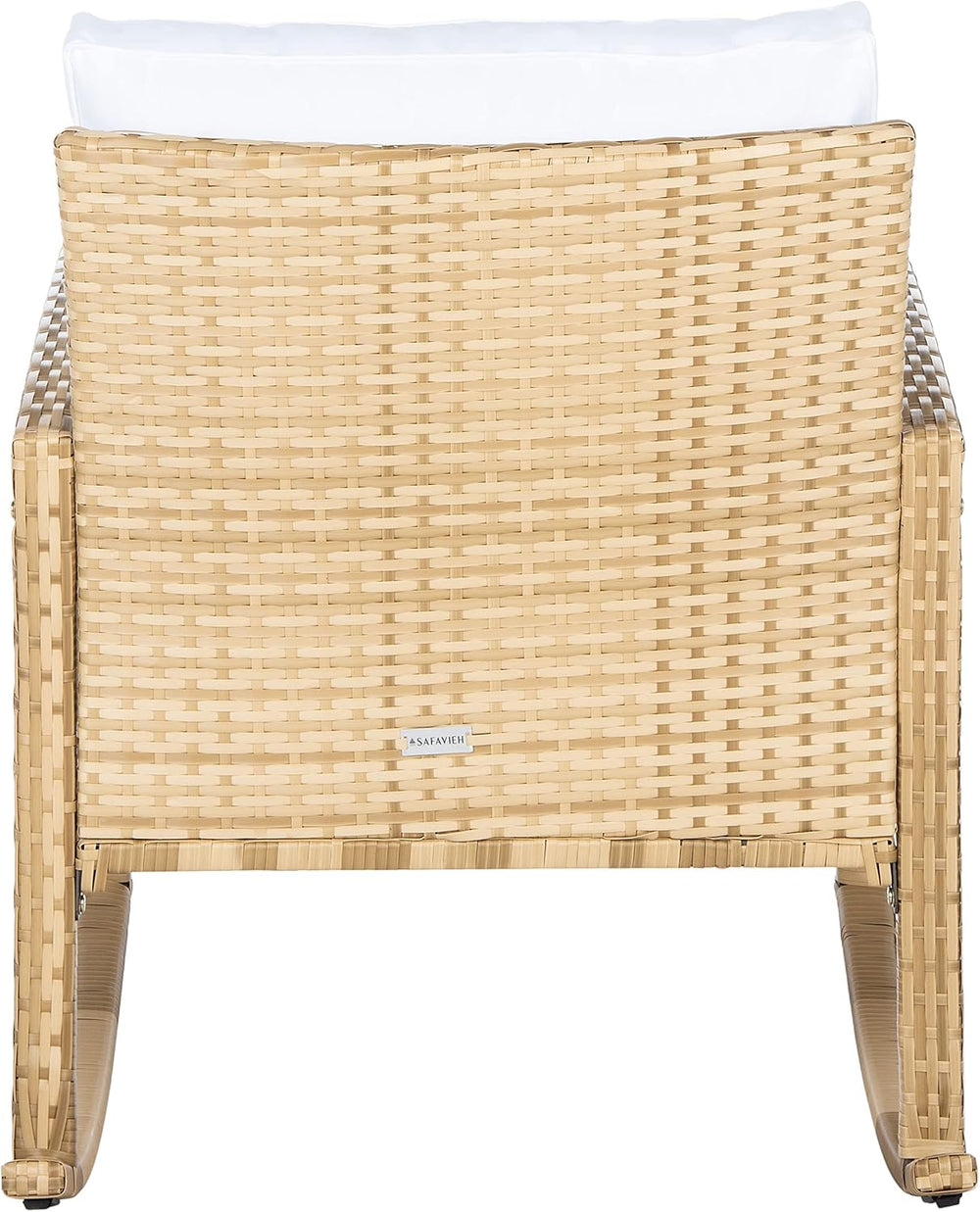 SAFAVIEH Outdoor Daire Wicker Rocking Chair, 14.4" Natural/White PAT7721D