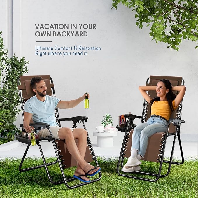 Nestl Zero Gravity Chairs, Portable Patio Lounge Chair Outdoor with Pillows &...