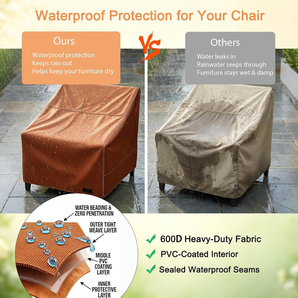 NettyPro Patio Chair Covers for Outdoor Furniture Set 2, 34"W x 37"...