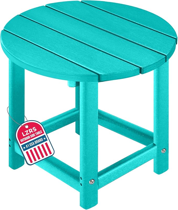 LZRS Round Adirondack Patio Side Table End Table, Outdoor Side Tables for Pat...