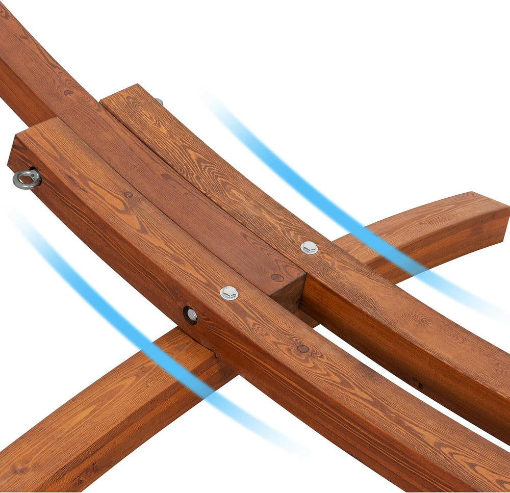 13.6 Feet Curved Wooden Hammock Stand Only, Brown