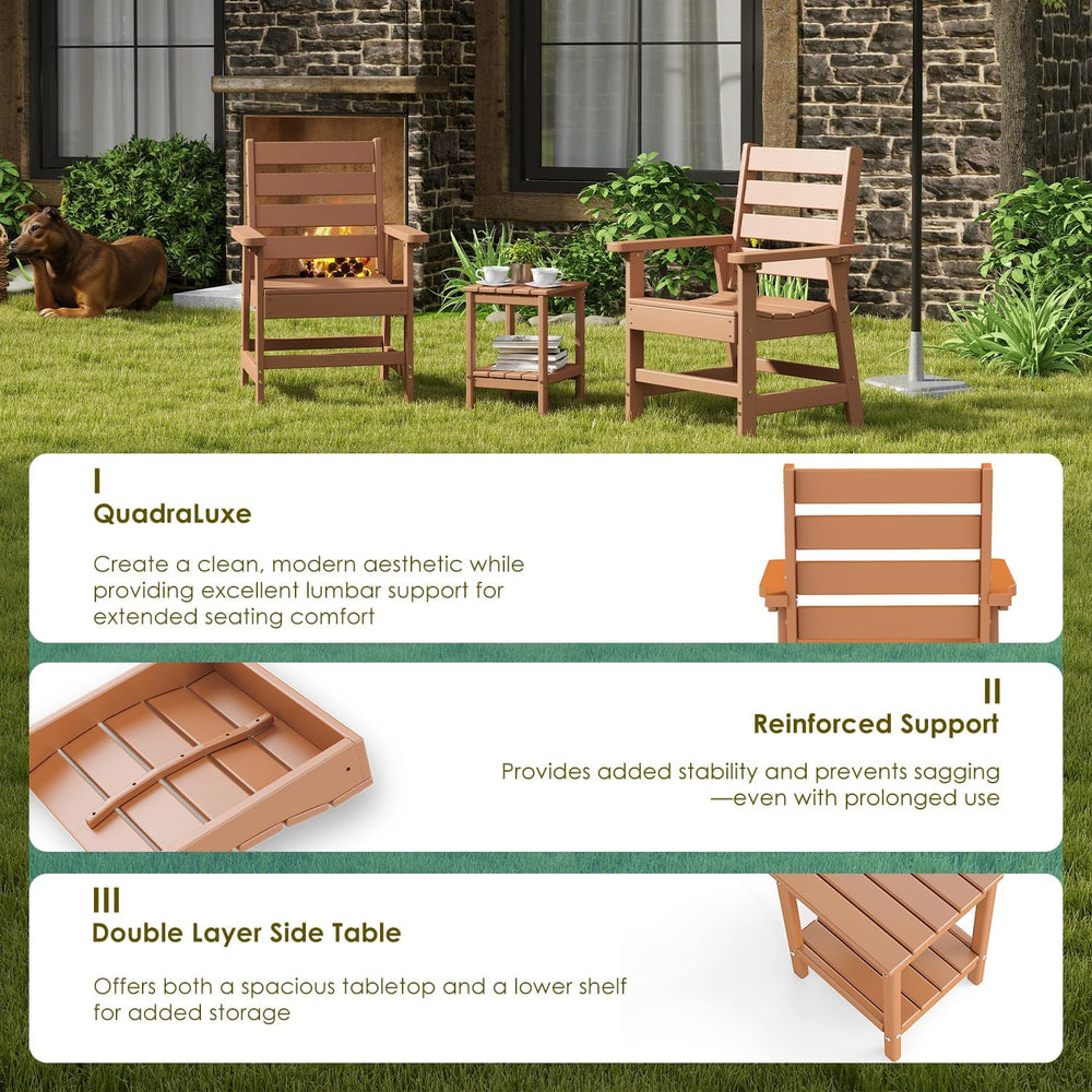GREENVINES 3 Pieces Patio Furniture Set | Outdoor Bistro Sets for 2 | HDPE Pl...