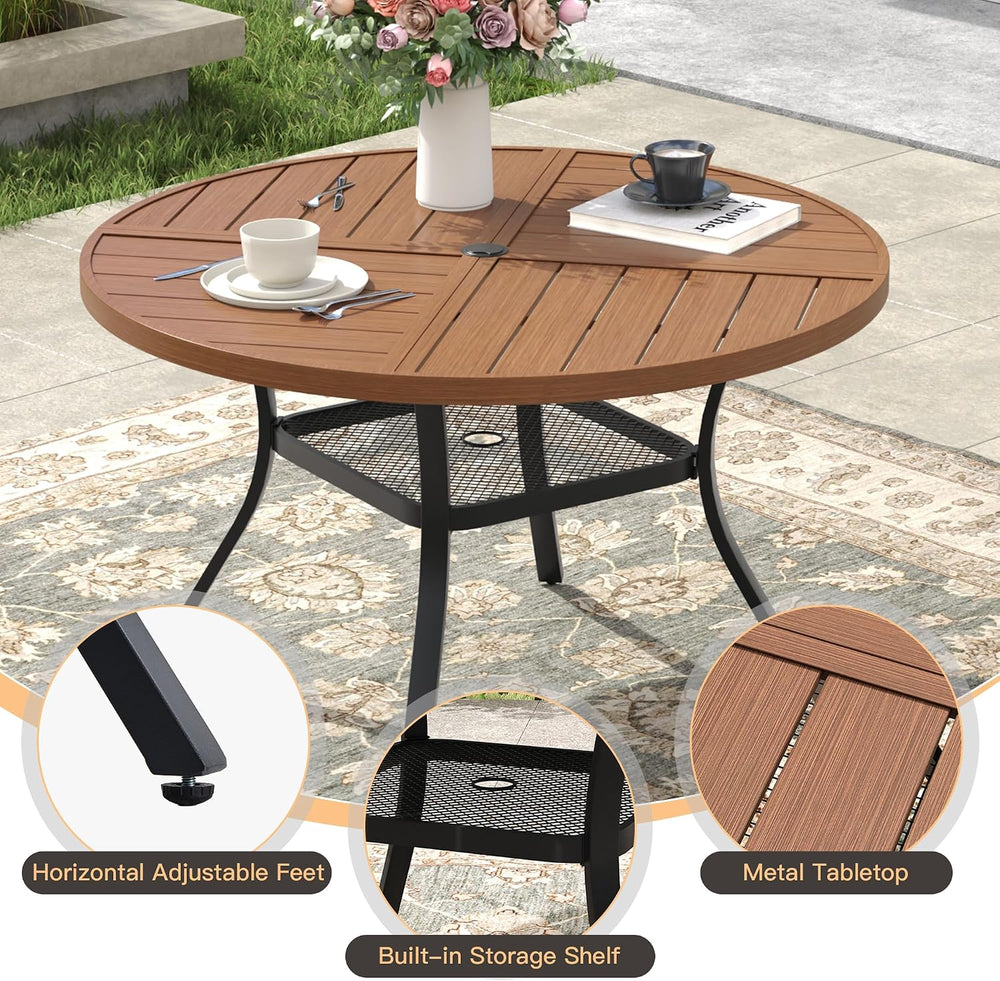 5 Pieces Outdoor Dining Set, 40.7" Spliced Patio Table with Umbrella Hol...