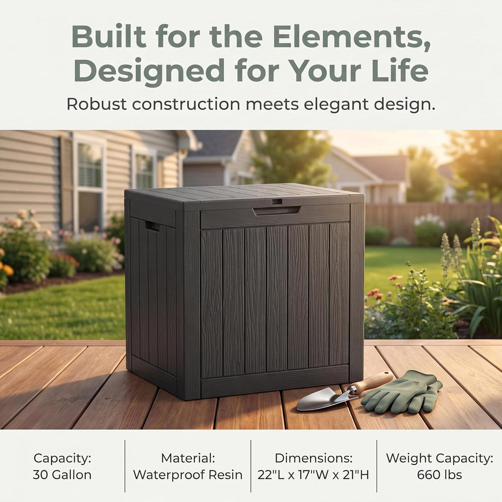 NicBex 30 Gallon Deck Box, Waterproof Resin Outdoor Storage Box Lockable for ...