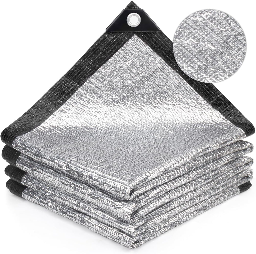 SUNNY GUARD 99% Aluminum Sun Shade Cloth, 8x8FT Heat Reflective Tarp