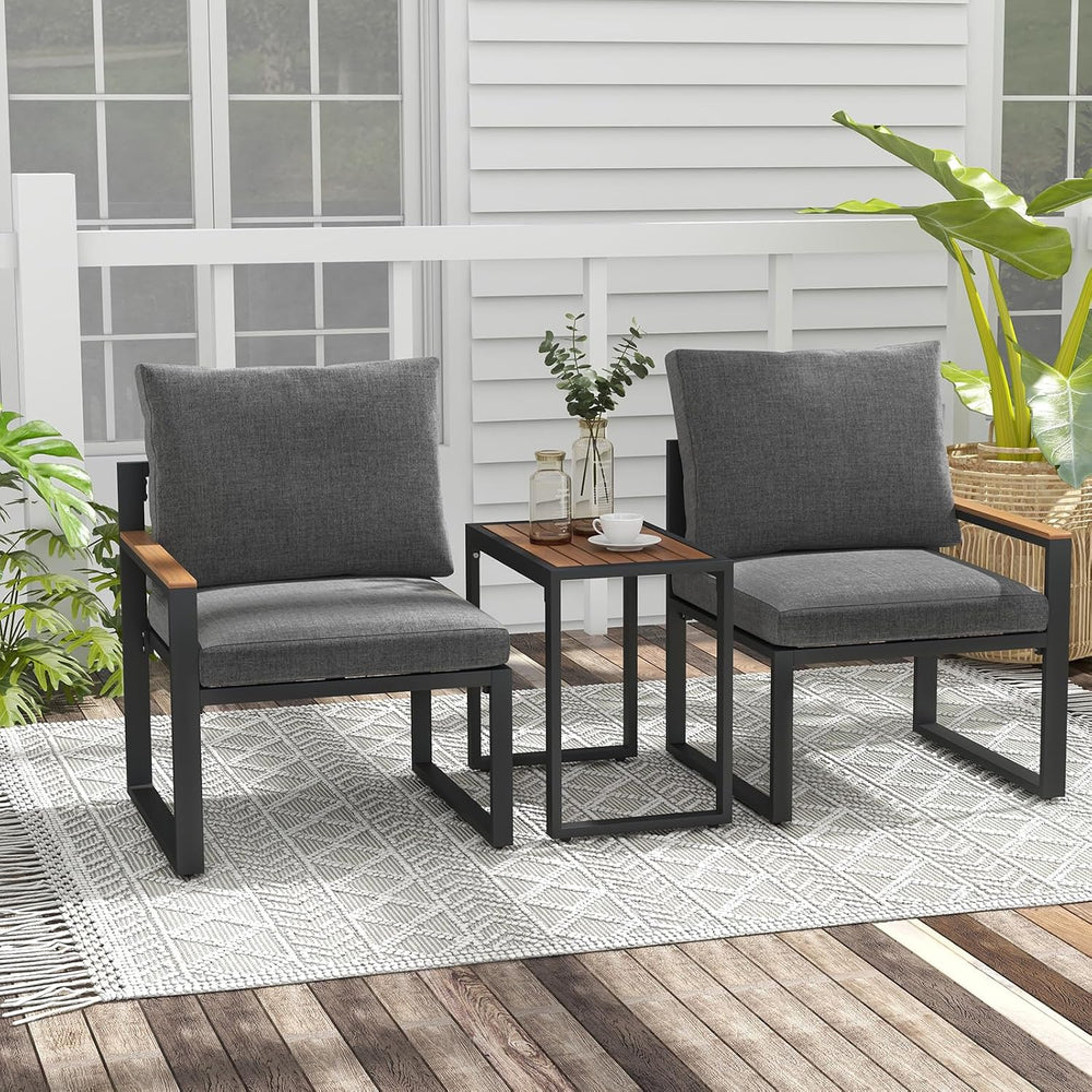 Tangkula 3 Pieces Patio Furniture Set, Aluminum Frame Weatherproof Outdoor Co...