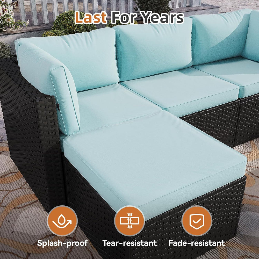 Aoxun Patio Furniture Set 5-Piece, Outdoor Sectional Sofas with Washable Cush...