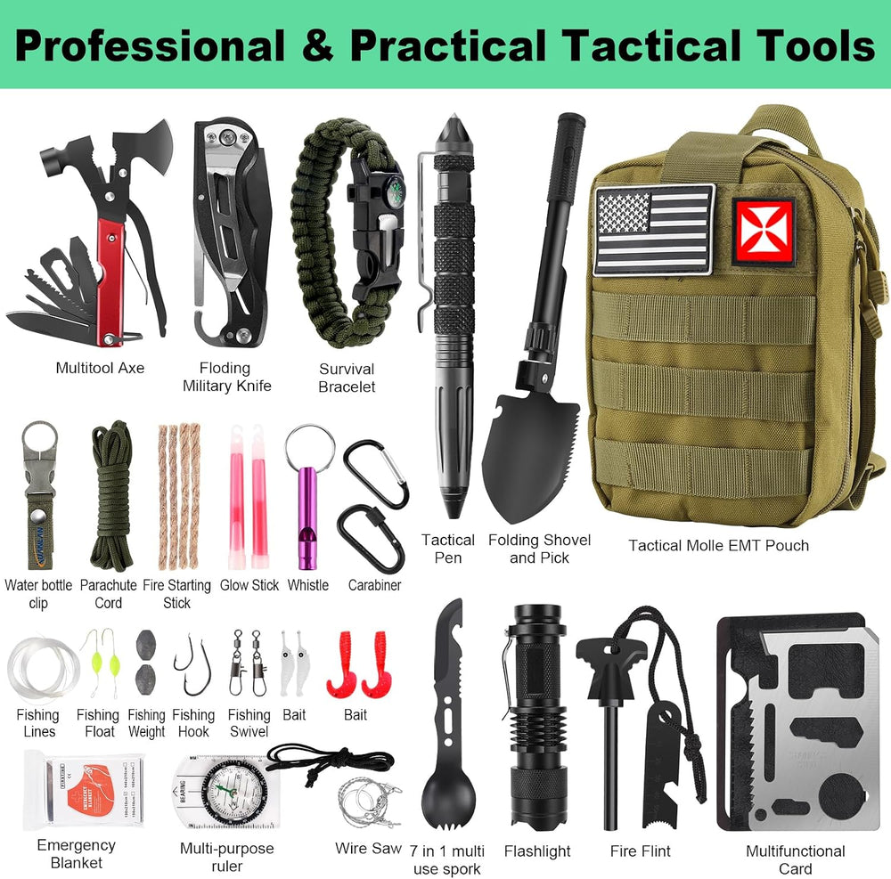 Survival Kit 256 in 1, First Aid Kit Survival Gear Tools Trauma Kit with Moll...