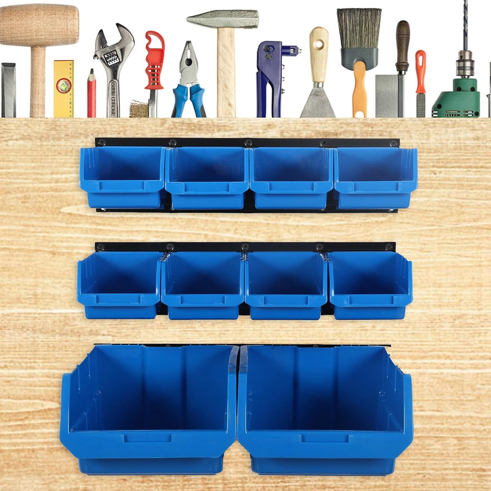 Wallmaster 10-Bin Wall Mounted Plastic Storage Bins Hanging Organizer Bins