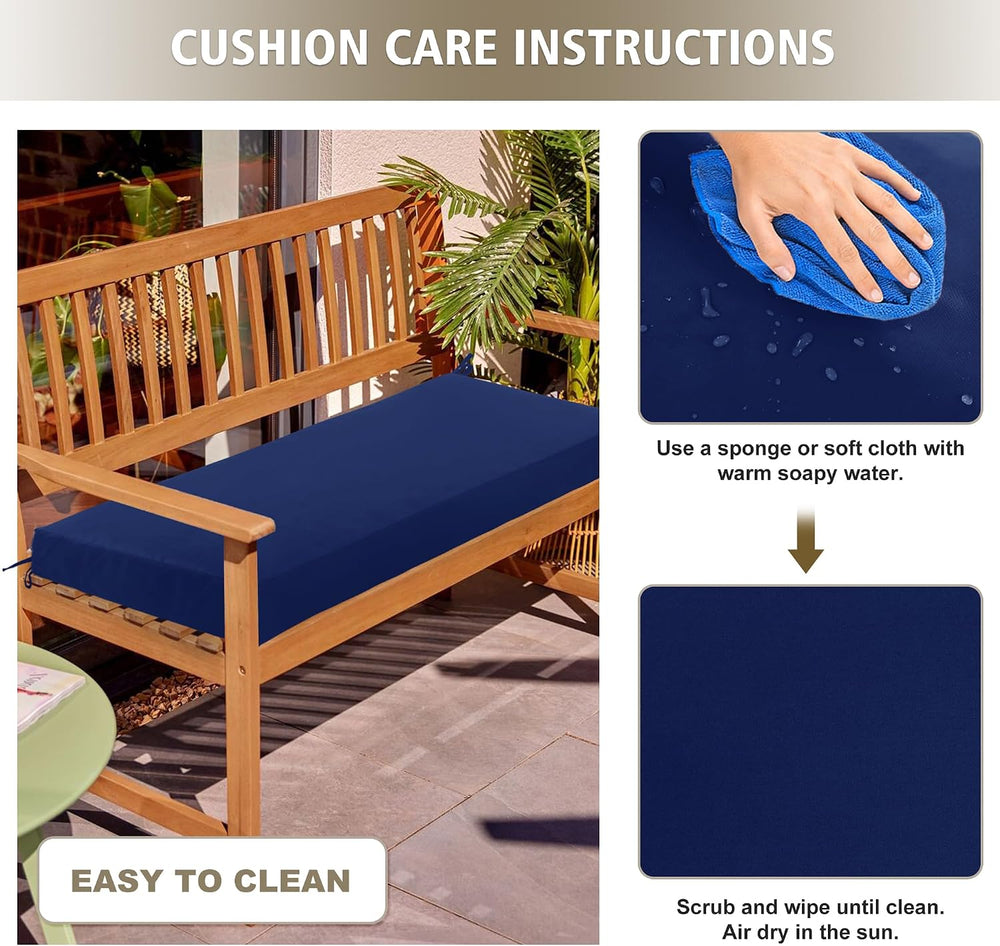 Outdoor Bench Cushion Waterproof 48"x18" – Fade-Resistant Patio Fur...