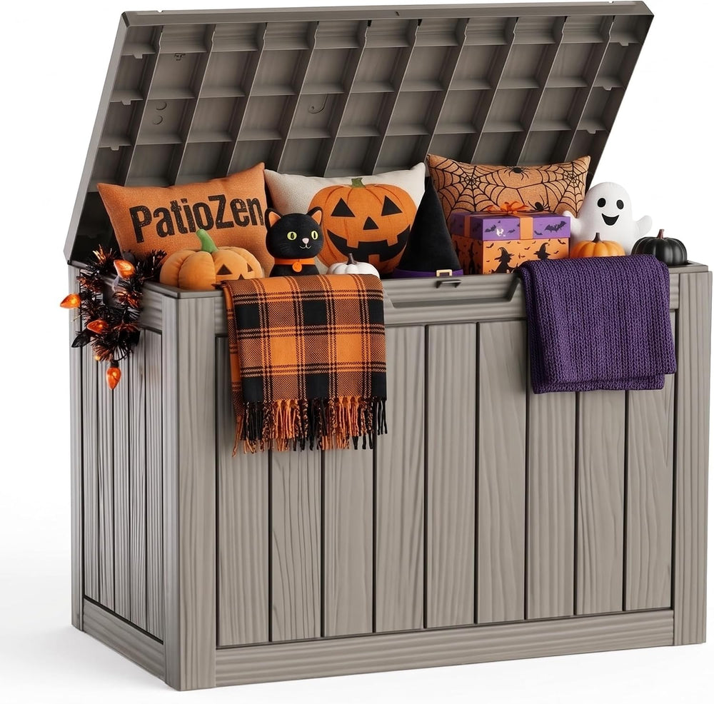 60 Gallon Deck Box, Outdoor Storage Box, Grey