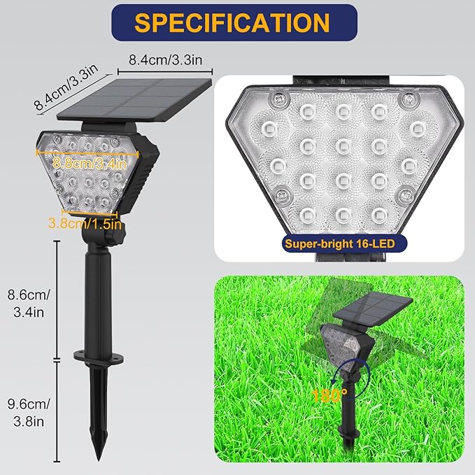 T-SUN Solar Lights Outdoor Waterproof IP65, 6Pack LED Solar Spot Lights Color...