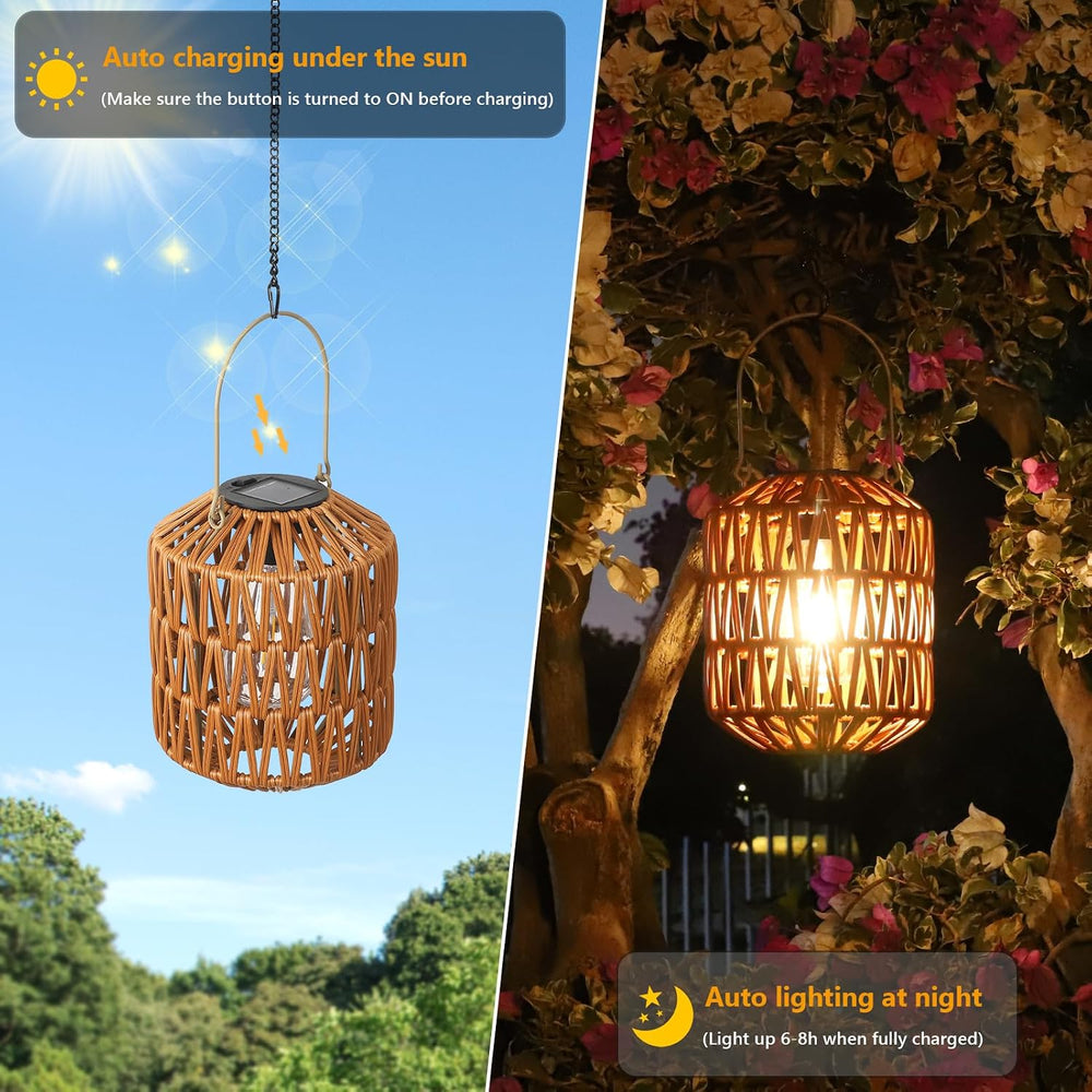 Eyassi Rattan Solar Lights, 4 Pack Solar Lanterns Outdoor Waterproof, Outdoor...