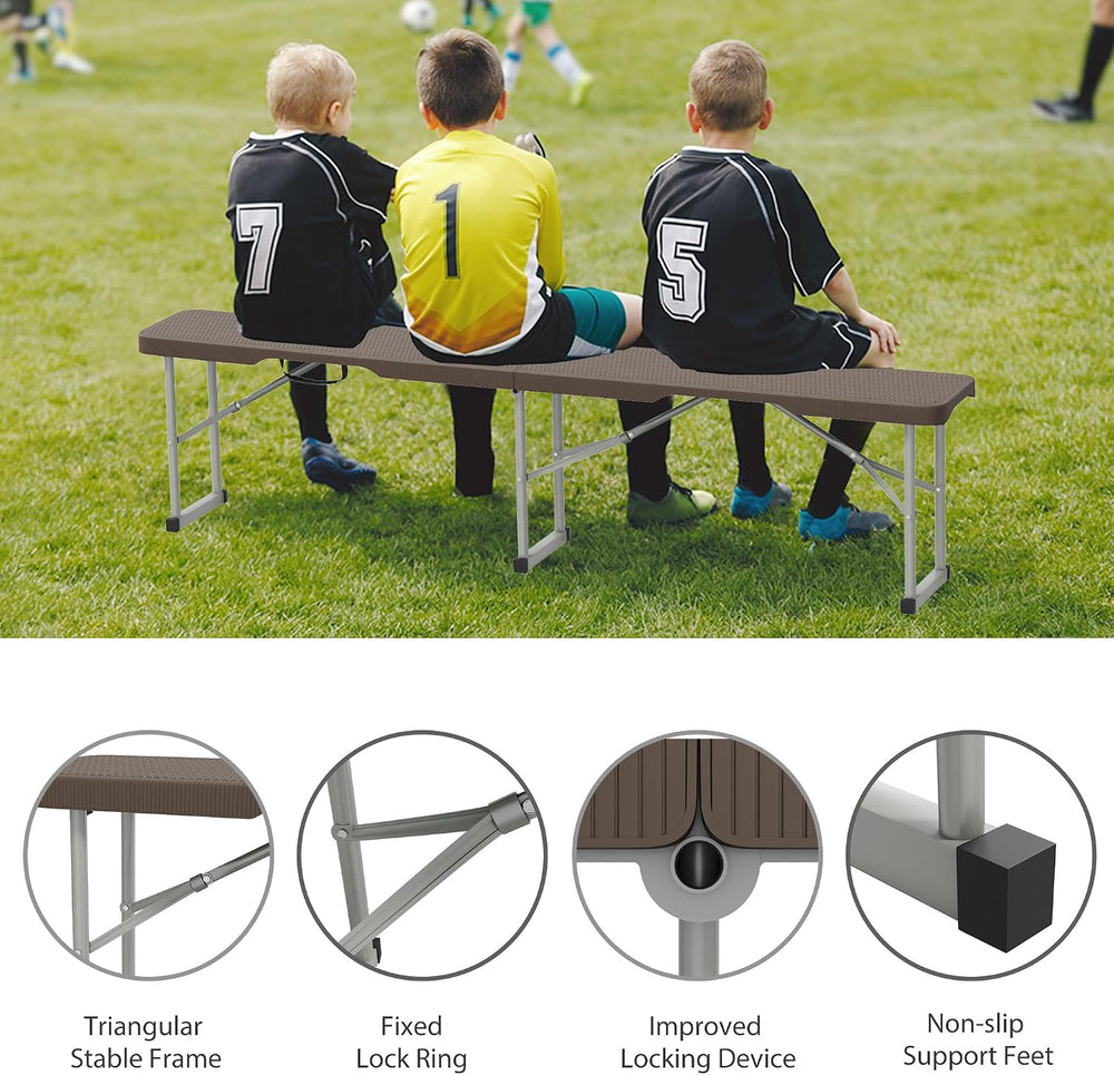 6ft Folding Bench Handle Waterproof Outdoor 2pk Rattan Patterned