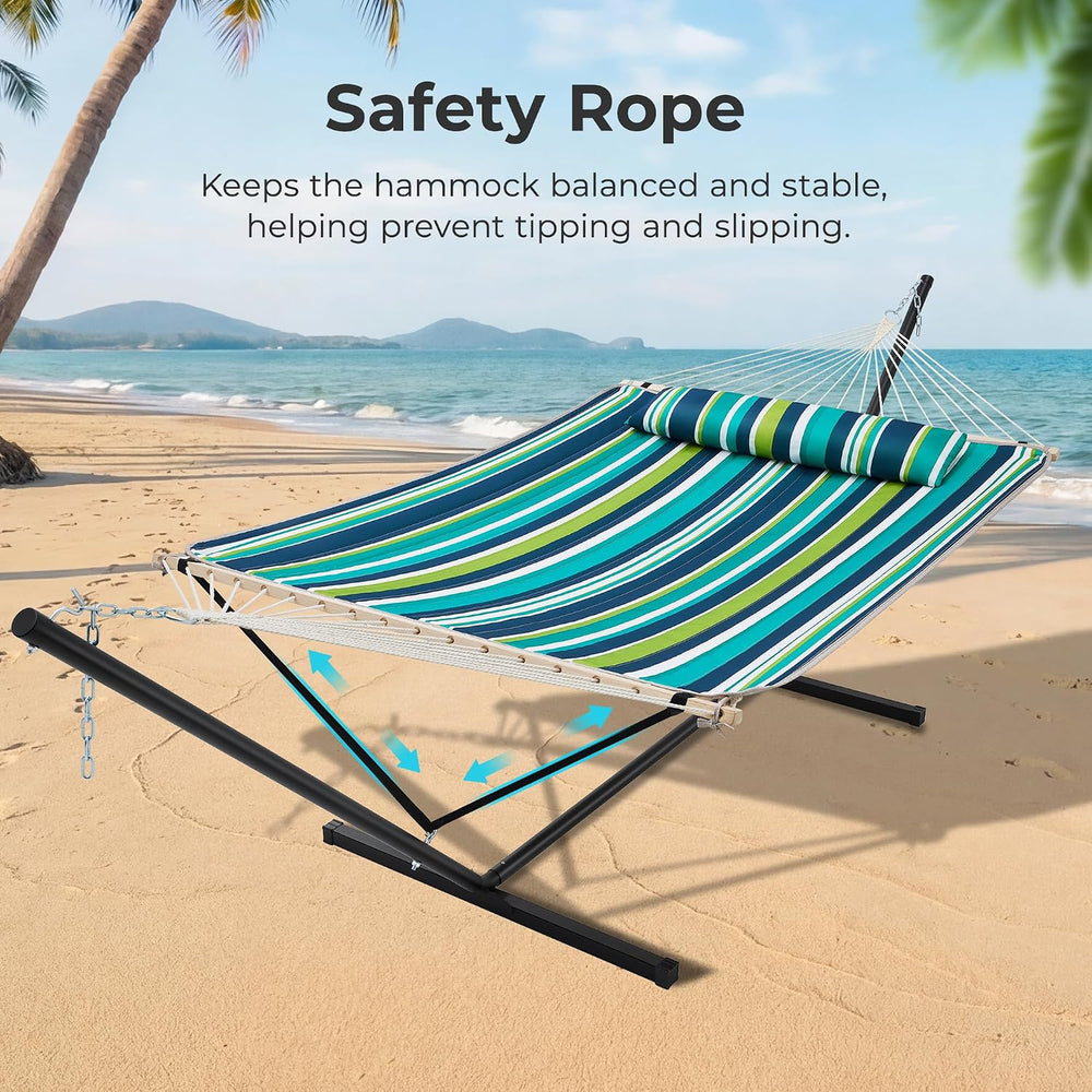 SUPERJARE 12ft Double Hammock with Stand, Rope Hammock for 2 Person, Detachab...