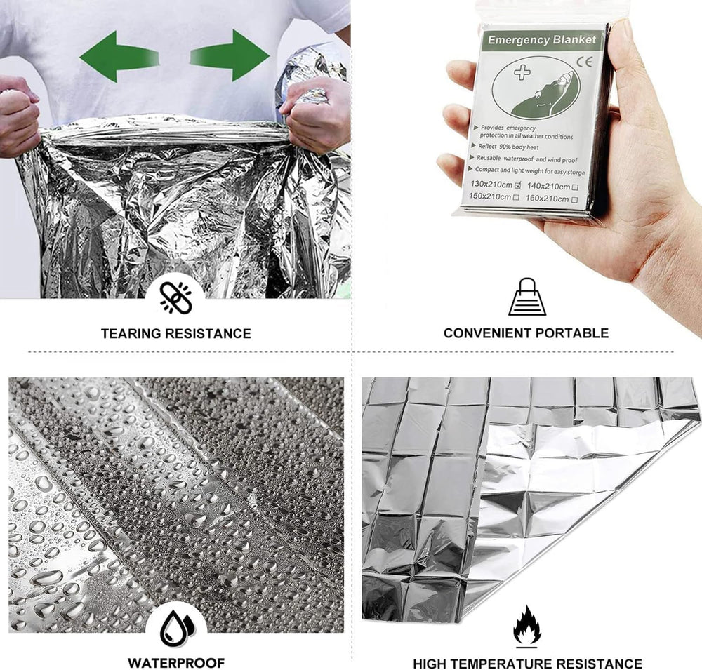Emergency Foil Blanket 50 Pack Survival Thermal Mylar Reflective Blankets