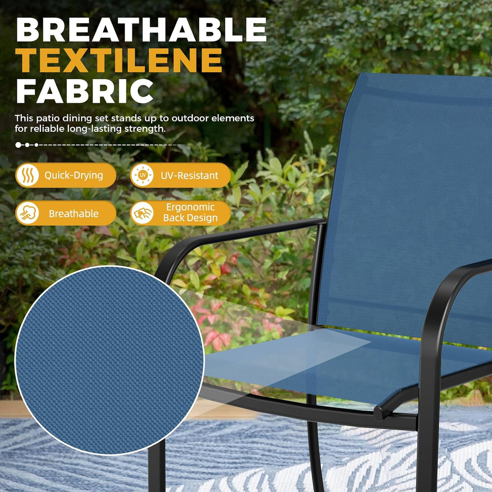 5-Piece Patio Dining Set with Umbrella,4 Person Outdoor Table and Chairs Set,...