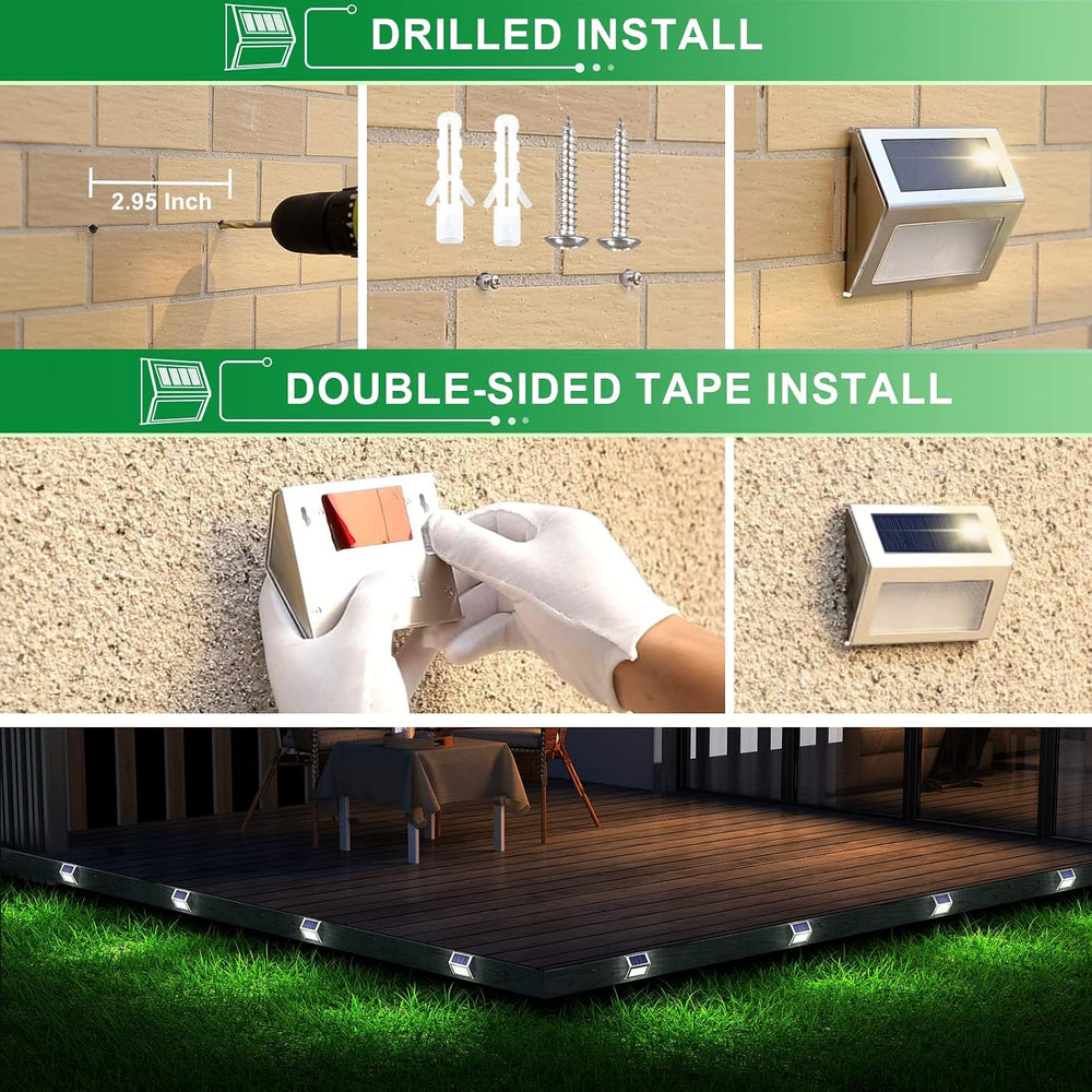 JSOT Solar Deck Lights Perfect for Fence, Step, Stair Decor-Cool White-12P