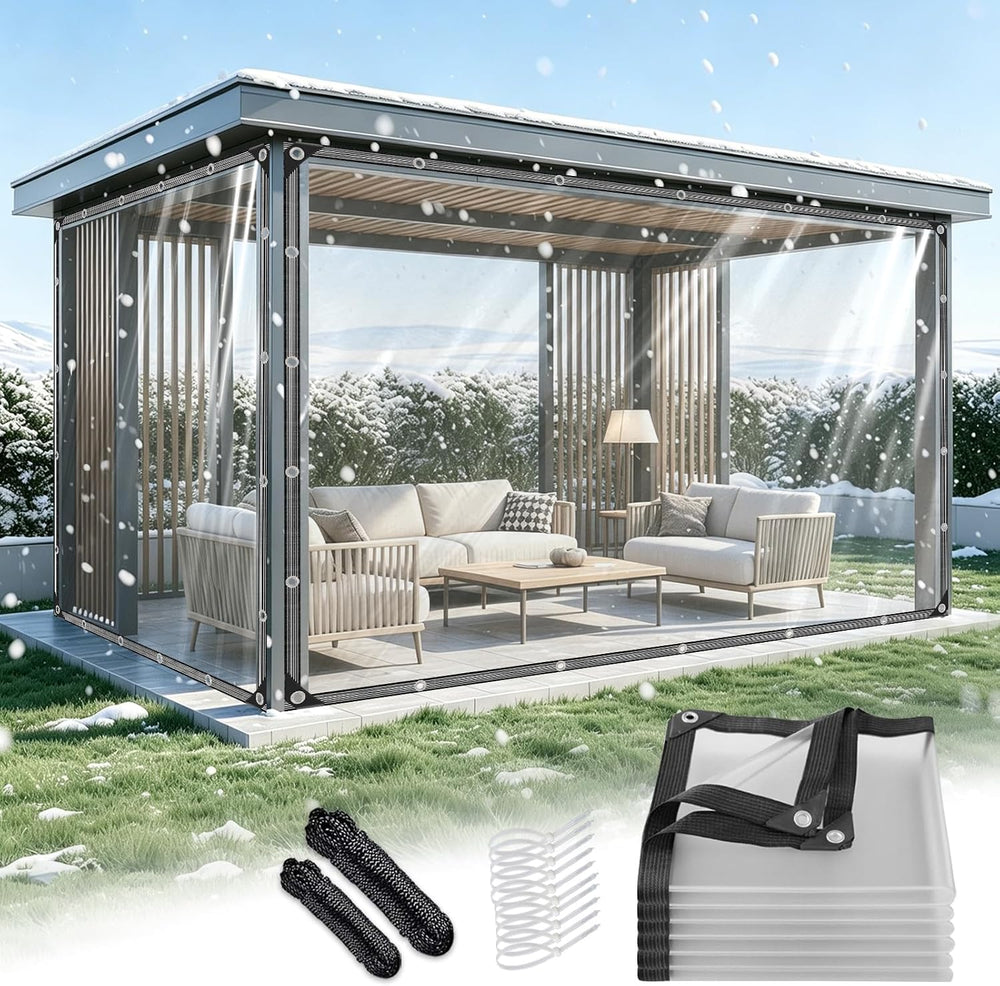 Clear Tarp with Grommets 8x12 ft Heavy Duty Clear Tarps 14 Mil Thickened Tear...