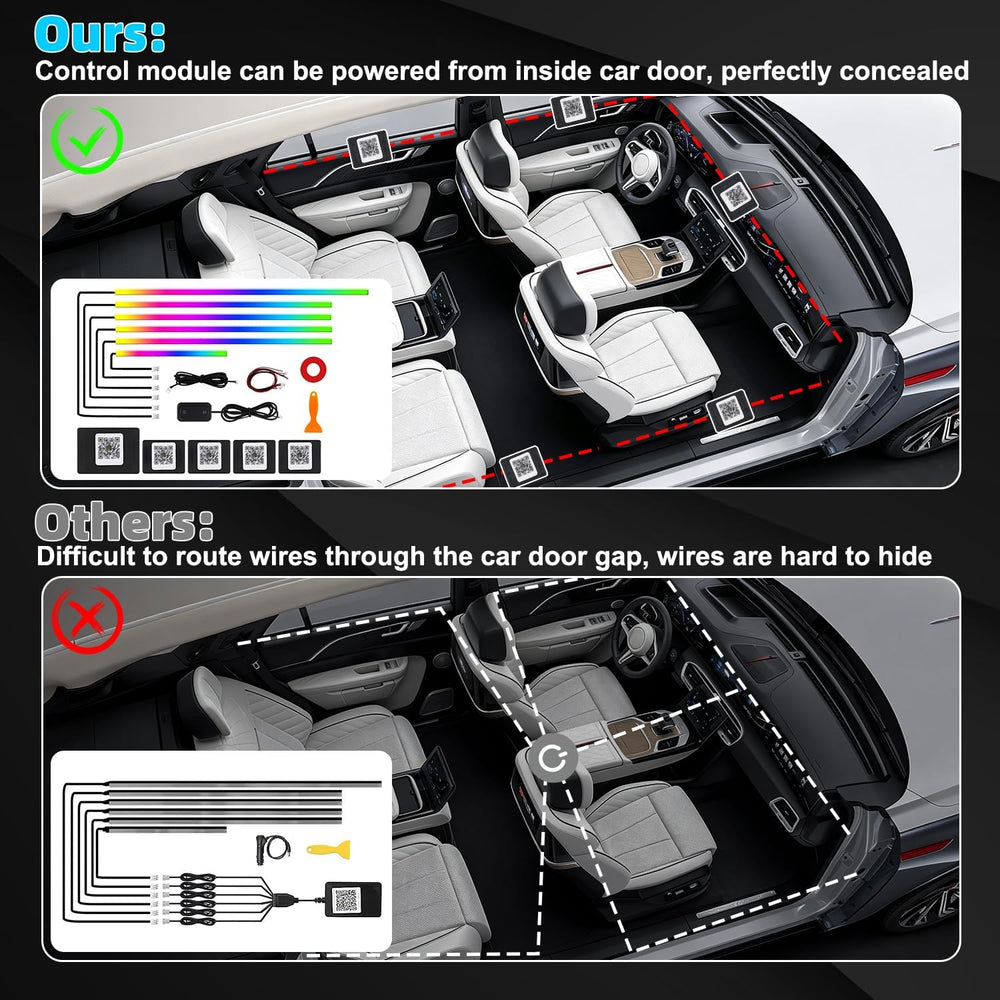 Dreamcolor Acrylic Interior Car LED Strip Lights, 6 in 1 Ambient Lighting Kit...