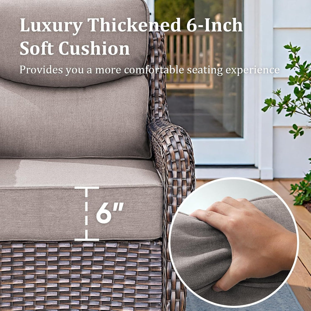 Luxury Outdoor Swivel Rocker Patio Chairs Set of 3, High Back Swivel Patio Ch...
