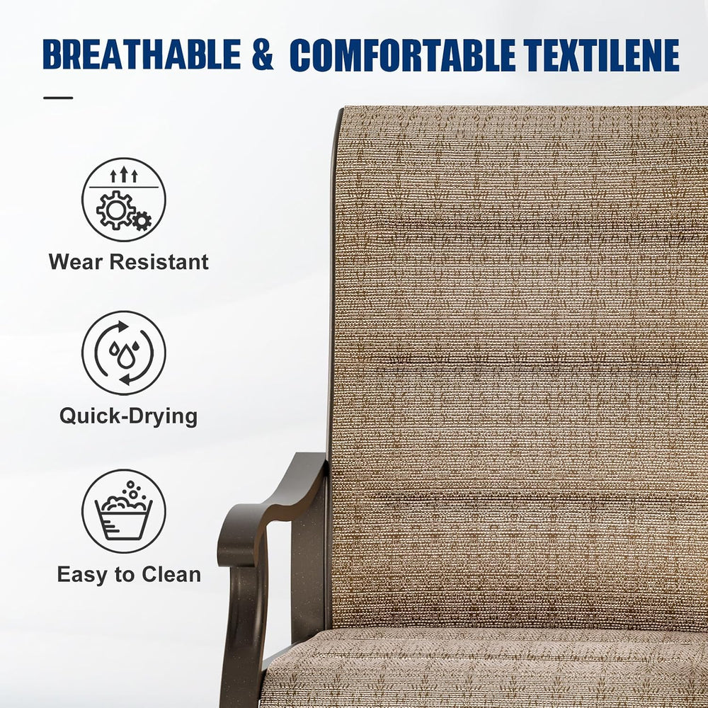UDPATIO Patio Swivel Chairs Set of 2,Padded High Back Outdoor Chairs,Brown