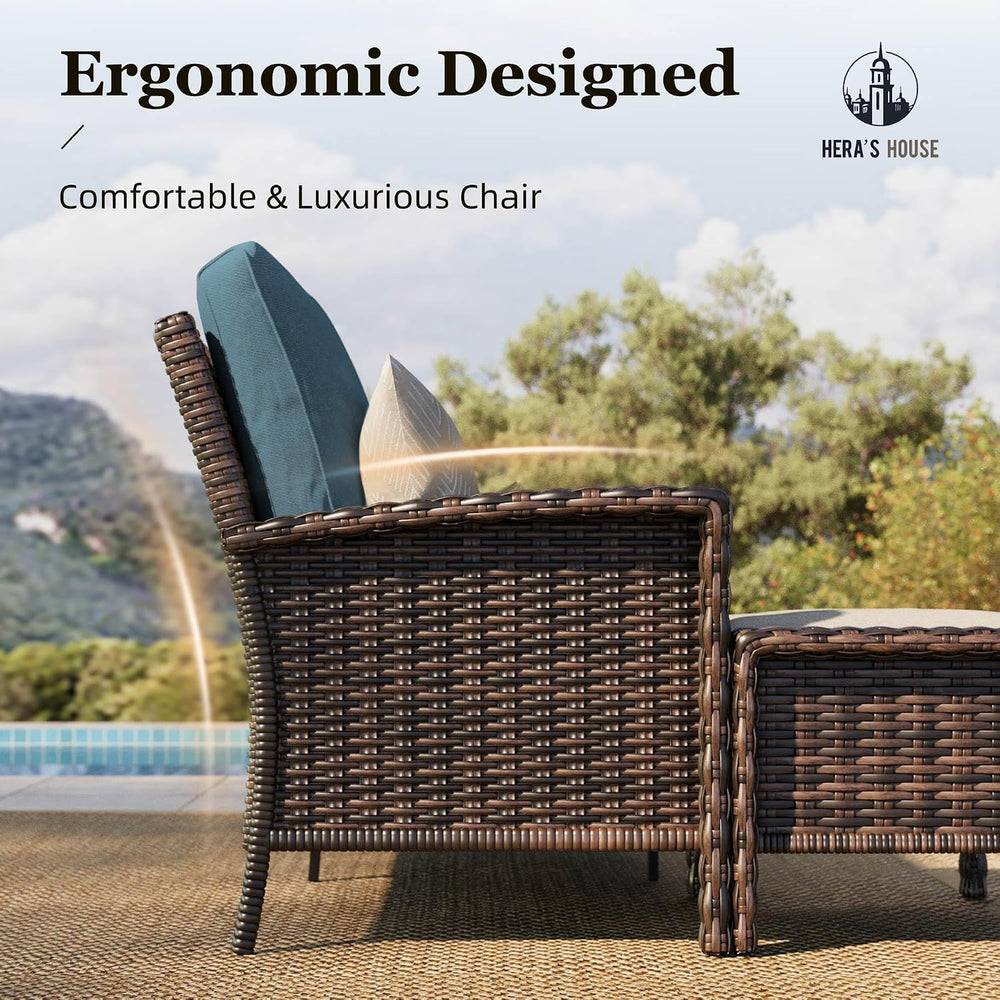 4-Piece Patio Furniture Set with High Back Chairs, Blue
