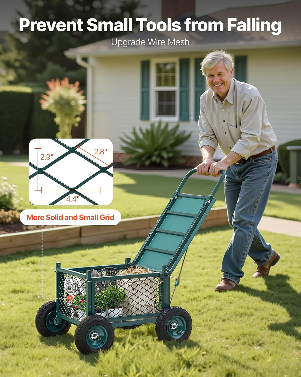 VEVOR Rolling Garden Cart with Seat, Metal Rolling Garden Work Seat with Whee...